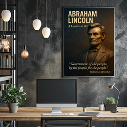 Abraham Lincoln 3D Portrait with Patriotic Quote Historical Poster PosterGoat