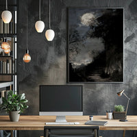 Full Moon on Haunted Staircase: Artistic Poster PosterGoat