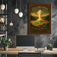 Yellowstone Geyser Vintage Art Print National Park Poster