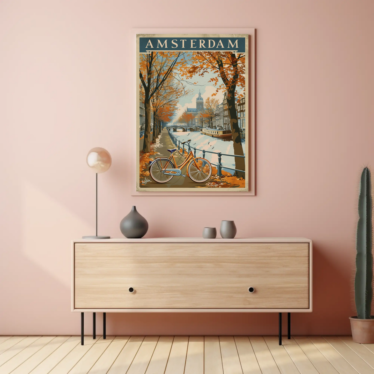Amsterdam Autumn Canal Ride Travel Poster