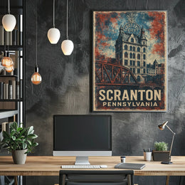 Scranton Electric City Vintage Heritage Art Nouveau Poster