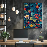 Botanical Strawberry Art Print: Abstract or Artistic Poster