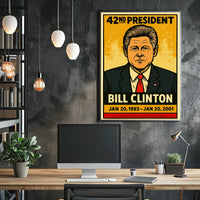 Bill Clinton 42nd President of the United States Inked Comic Style Poster
