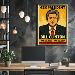 Bill Clinton 42nd President of the United States Inked Comic Style Poster