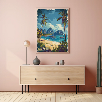 Koh Phi Phi Tropical Beach View Travel Poster