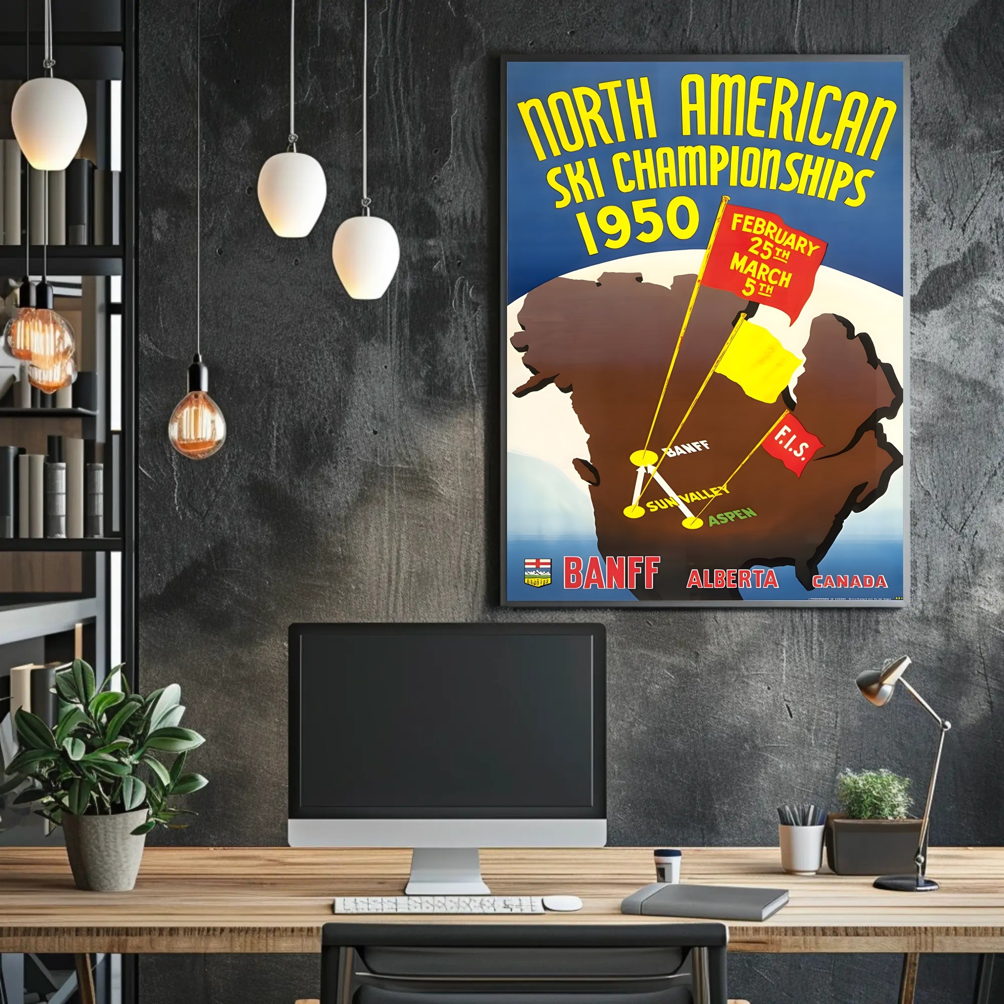 Vintage North American Ski Championships 1950 Sports Poster PosterGoat