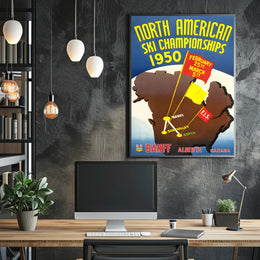 Vintage North American Ski Championships 1950 Sports Poster PosterGoat