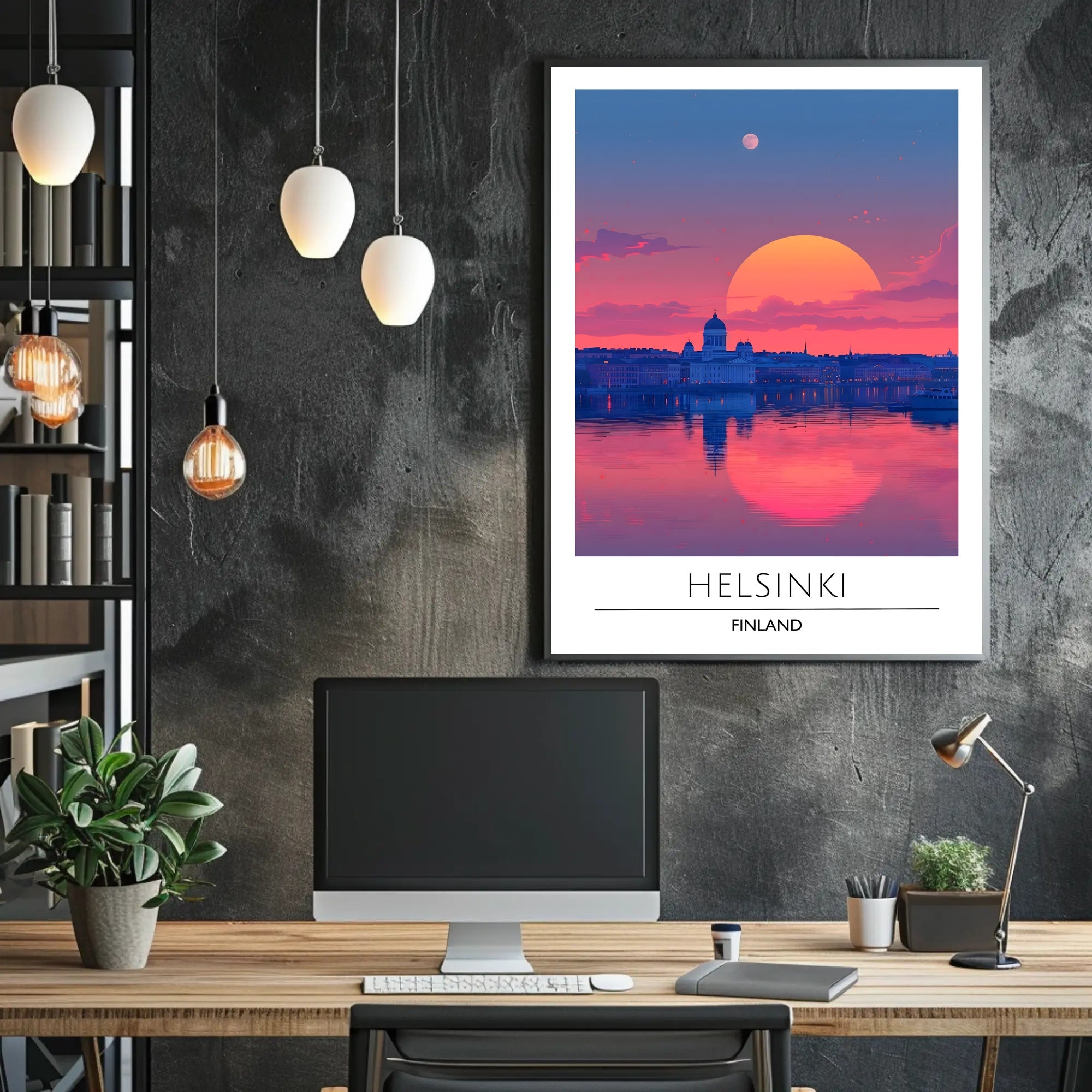 Helsinki Sunset Cityscape Poster Urban or Cityscape Poster