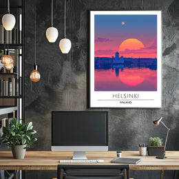 Helsinki Sunset Cityscape Poster Urban or Cityscape Poster