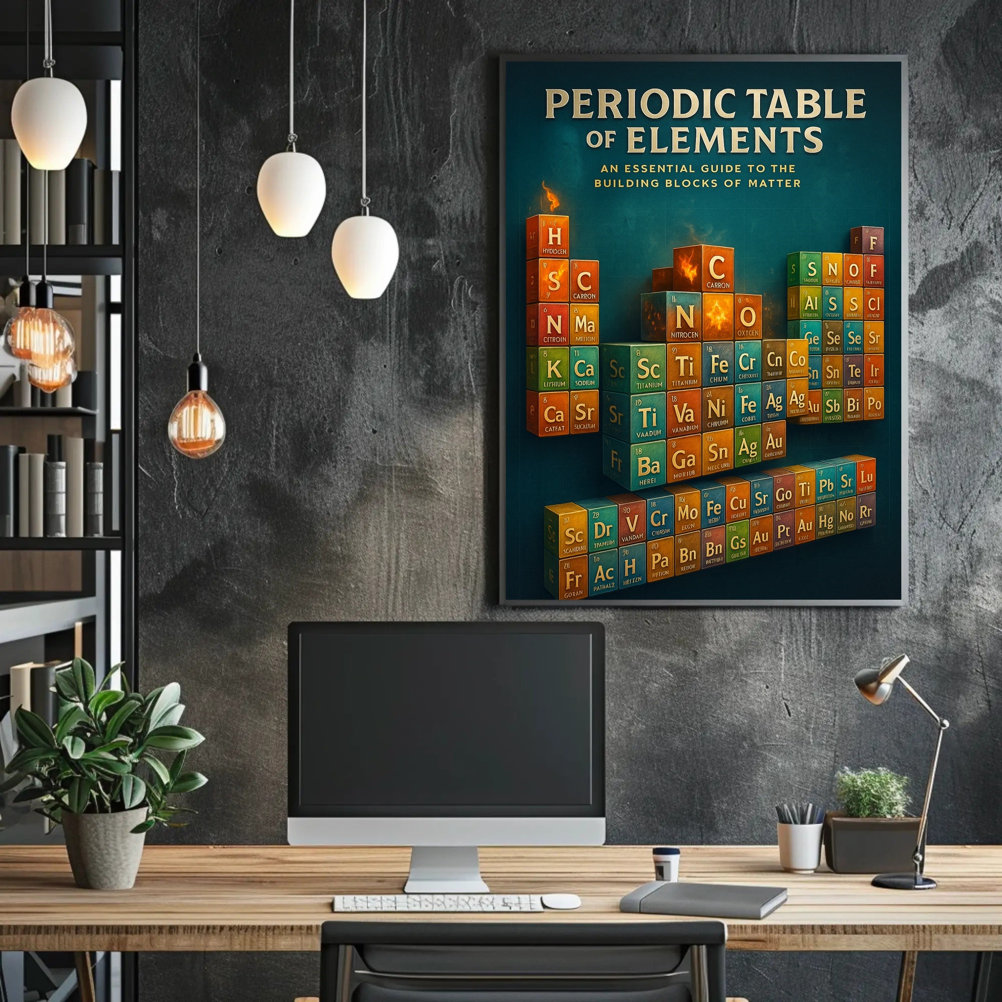 Periodic Table 3D Cubes Educational or Infographic Poster