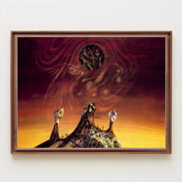 Mysterious Peaks Surreal Landscape Art Poster, Abstract Category