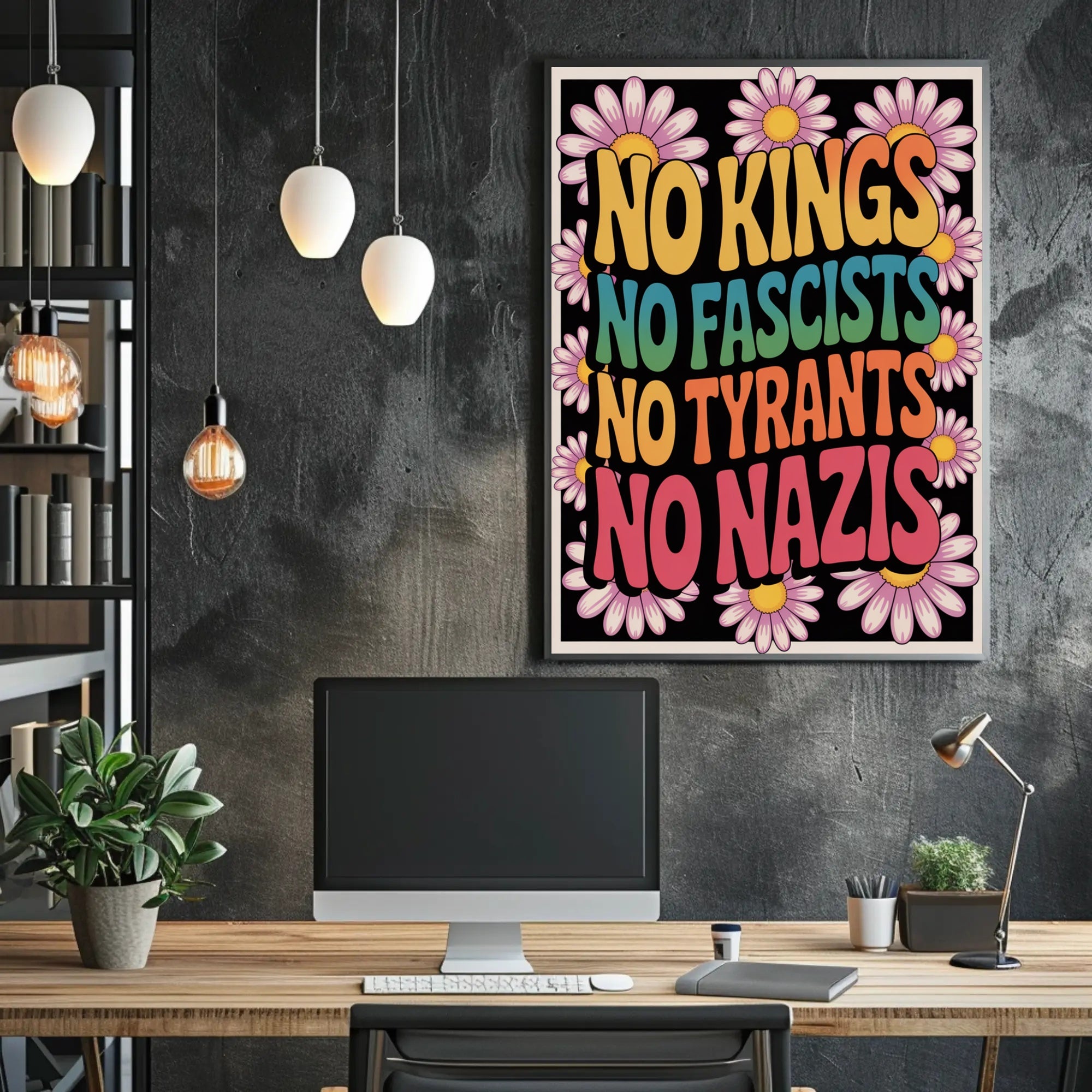 NO KINGS, NO FASCISTS Political or Propaganda Poster