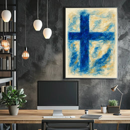 Abstract Blue Cross Abstract Poster