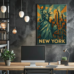Cubist New York Poster Museum Quality Cityscape Office