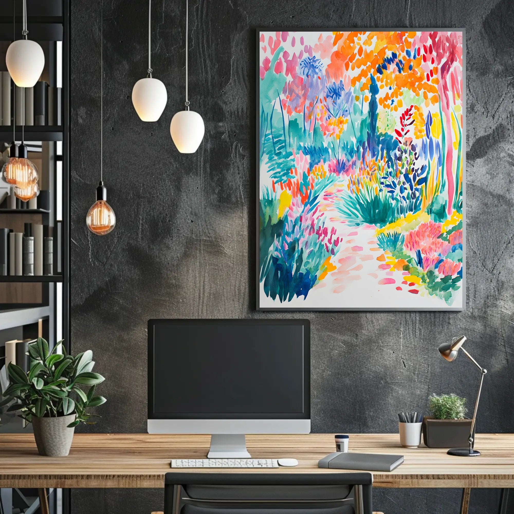Vibrant Garden Scene Artistic Poster