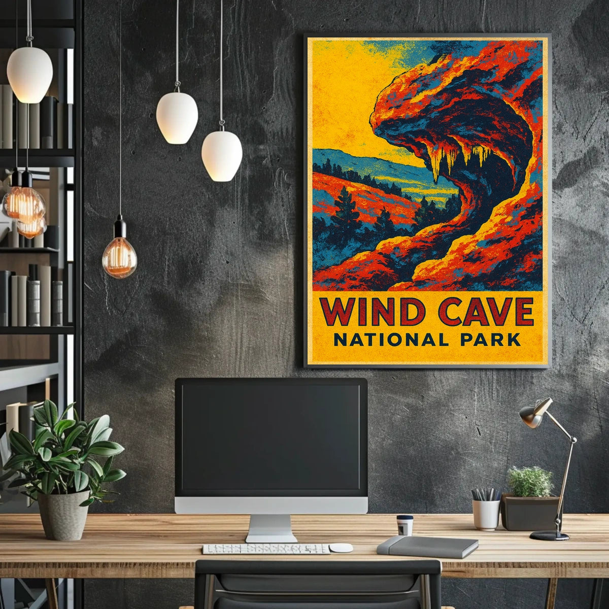 Wind Cave National Park Adventure Vintage Explorer Poster