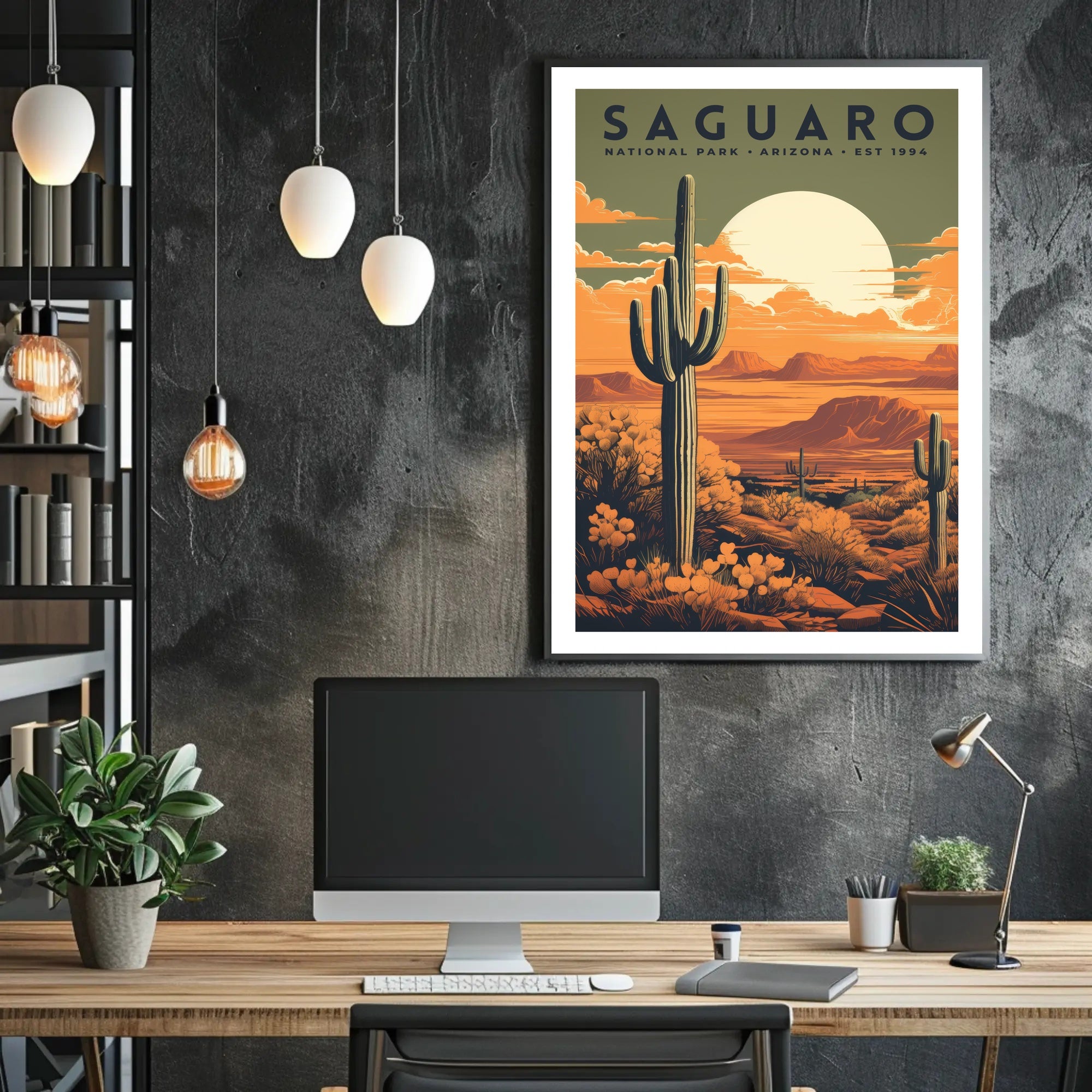 Saguaro National Park Desert Sunset Poster Print