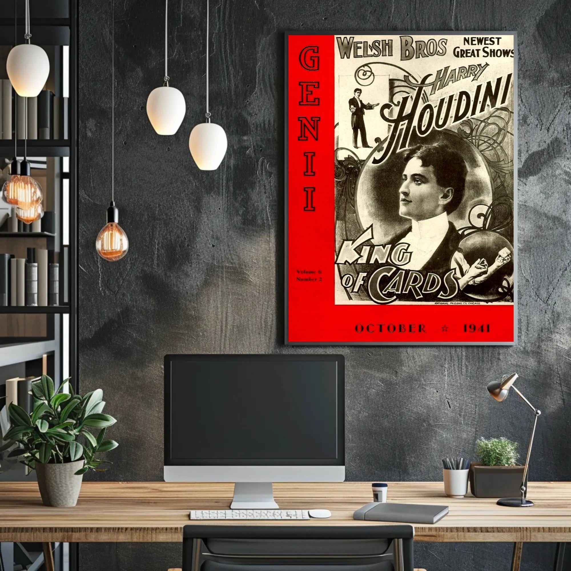 Harry Houdini Vintage Magic Show Cultural Poster