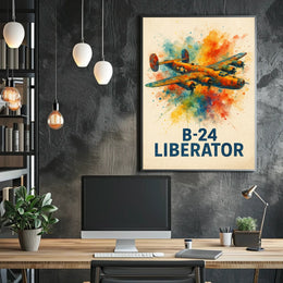 B-24 Liberator WWII Airplane Art Poster Print