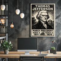 Thomas Jefferson 3rd President of the United States B & W Comic Sketch Poster