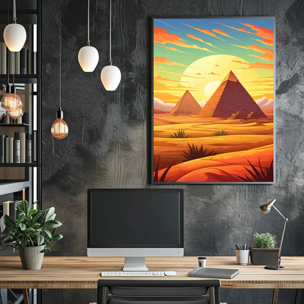 Egyptian Pyramids Sunset Surrealism Art Poster Print