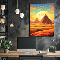 Egyptian Pyramids Sunset Surrealism Art Poster Print