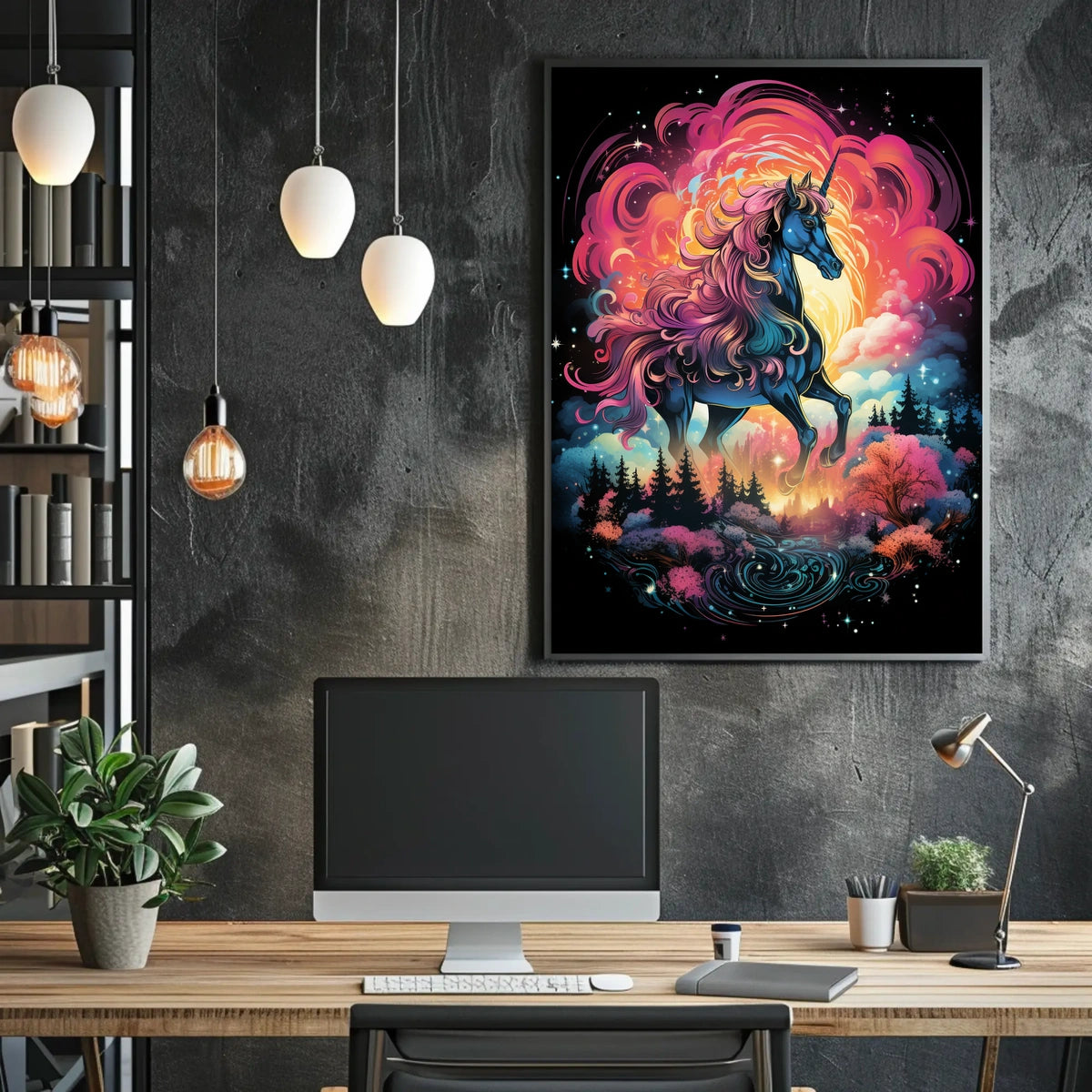 Majestic Unicorn Fantasy Art Poster for Home Decor