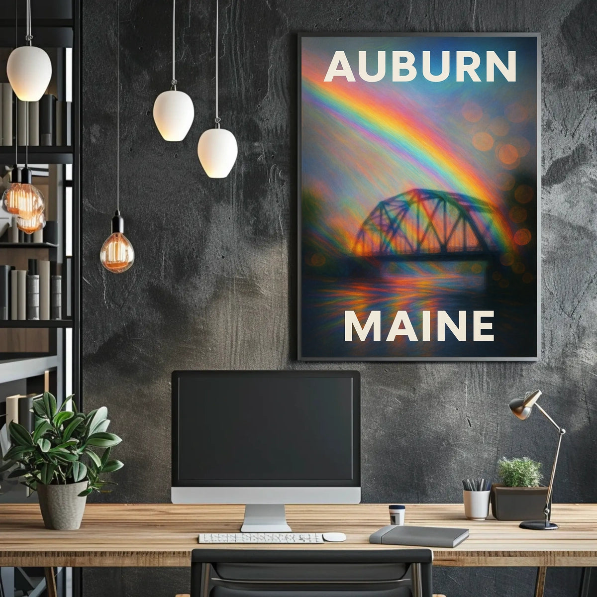 Auburn Maine Rainbow Bridge Photography Wanderlust Poster