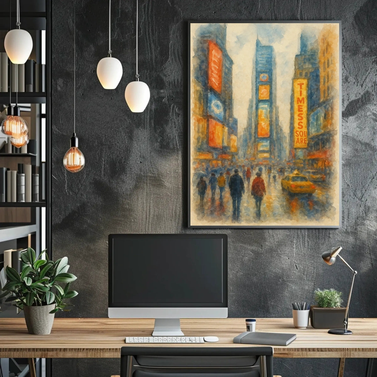 Times Square in Watercolor Poster