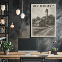 Massachusetts Lighthouse Scene Poster