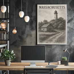 Massachusetts Lighthouse Scene Poster