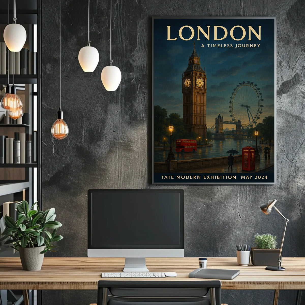London's Iconic Landmarks Vintage Travel Poster Art