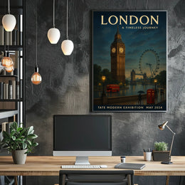 London's Iconic Landmarks Vintage Travel Poster Art