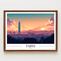 Taipei Skyline Sunset: Urban or Cityscape Poster