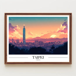 Taipei Skyline Sunset: Urban or Cityscape Poster