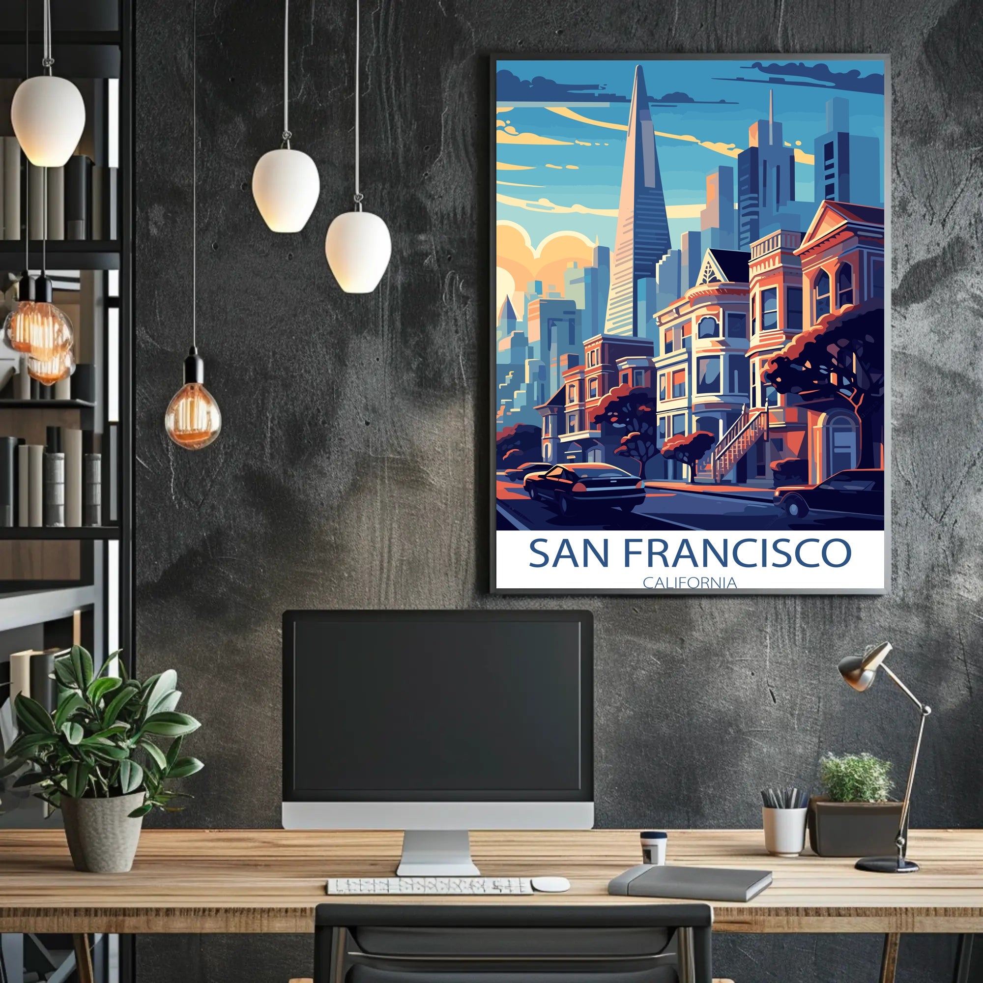 Vibrant San Francisco Urban Scene Cityscape Art Poster