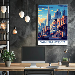 Vibrant San Francisco Urban Scene Cityscape Art Poster