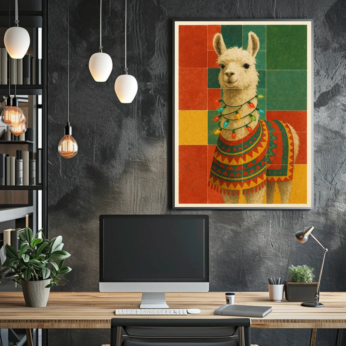 Festive Llama Portrait Poster