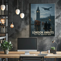 London's Timeless Iconic Twilight Vintage Travel Poster