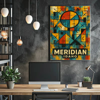 Meridian Idaho Vibrant Geometric Abstract Mosaic Cubism Art Celebration Citywide Festival Poster