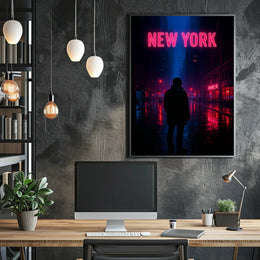 Neon Nights In New York Poster