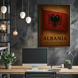 Albanian Flag Vintage Cultural Heritage Poster