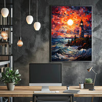 Lighthouse At Sunset Poster
