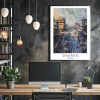 Urban Street Scene Watercolor Poster in Cityscape Category PosterGoat
