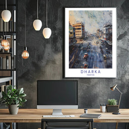 Urban Street Scene Watercolor Poster in Cityscape Category PosterGoat