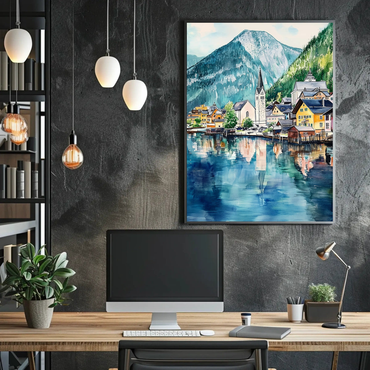 Austria Hallstatt Lakeside Village Poster