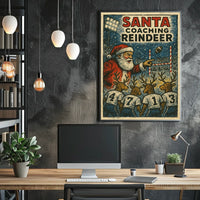 Santa's Reindeer Football Team Vintage Poster