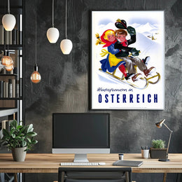 Winter Joys in Austria Vintage Travel Poster PosterGoat