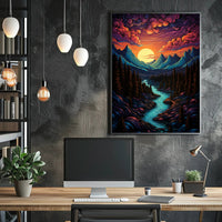 Majestic Mountain Sunset Poster PosterGoat