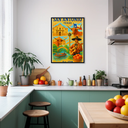 San Antonio Texas Poster With Alamo Vintage Travel Poster